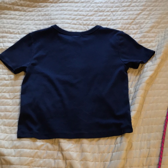 Navy Blue Paris forever 21 Crop Top - Picture 2 of 4